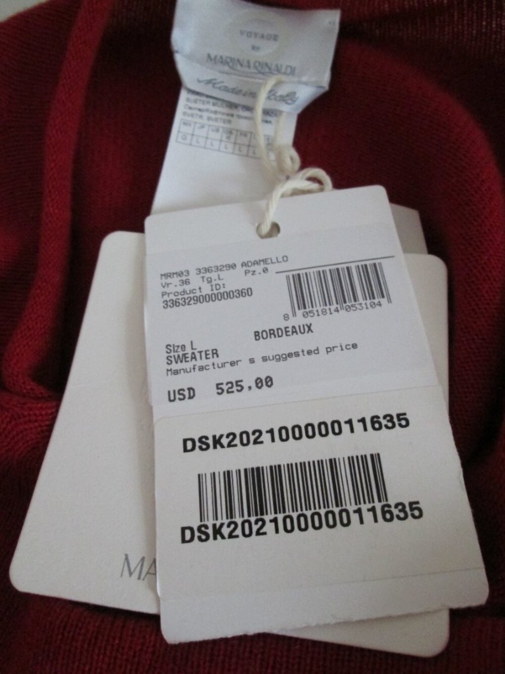 MaxMara Marina Rinaldi Adamello Sweater Bordeaux Red Large NWT - Picture 9 of 10